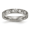 White Cubic Zirconia Titanium 4mm Men's Grooved Band Ring
