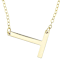 Sideways Initial T Necklace In Solid 14K Yellow Gold 18 Inch