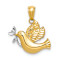 14k Two-tone Gold Polished/Diamond-Cut Dove with Olive Branch Pendant