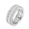 Clear Round and Marquise Cubic Zirconia, Rhodium Plated over Sterling
Silver Eternity Ring