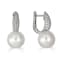 18KW Earrings 0.48 ctw  Diamond 9.5-10mm Cultured Pearl