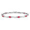 Rhodium Over 10k White Gold Diamond and Red Ruby Bracelet