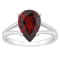 12x8mm Pear Shape Garnet Rhodium Over Sterling Silver Ring
