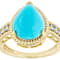 Turquoise Pear With Blue Topaz Ring In 18K Gold Over Sterling Silver 0.23ctw