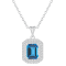 8x6mm Emerald Cut Swiss Blue Topaz And White Topaz Rhodium Over Sterling
Double Halo Pendant w/Chain