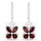 Red Garnet Rhodium Over Sterling Silver Butterfly Drop Earrings