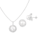 8½-9mm Button White Freshwater Pearl and CZ Rhodium Over Sterling
Earring and Pendant W/Chain Set
