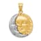 14k Two-tone Gold Diamond-Cut Brushed Sun and Moon Charm