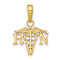 14k Yellow Gold Textured RN Caduceus Charm