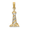 14k Two-tone Gold 3D and Textured Lighthouse Charm