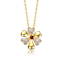 Ruby Color CZ Pave Flower Pendant Necklace In 14K Gold Over Brass