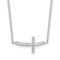 Rhodium Over Sterling Silver Cubic Zirconia Sideways Cross with 2-inch
Extension Necklace