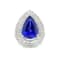 15.00 Ctw Tanzanite and 2.00 Ctw White Diamond Ring in 18K WG