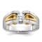 10K Two-tone Yellow and White Gold Men's Polished and Satin Diamond Ring 0.50ct