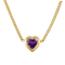 14K Yellow Gold Over Sterling Silver Amethyst Heart Curb Chain Necklace .8ctw