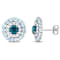 4.33ctw London Blue, Sky Blue and White Topaz Stud Earrings in Sterling Silver