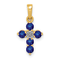 14k Yellow Gold and Rhodium Over 14k Yellow Gold Sapphire and Diamond
Cross Pendant