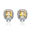 Citrine Color CZ Square Stud Earrings In Sterling Silver
