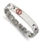 Stainless Steel Brushed and Polished Red Enamel 8-inch Medical ID Bracelet