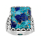 Blended Turquoise And Lapis Lazuli Solitaire Ring In Oxidized Sterling Silver