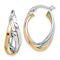 14k Yellow Gold and 14k White Gold 15/16" Diamond-Cut Hoop Earrings