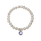 Freshwater Pearl And Light Purple CZ Charm Stretch Bracelet In Sterling Silver
