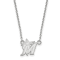 Rhodium Over Sterling Silver MLB LogoArt Miami Marlins Small Pendant Necklace