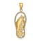 14k Yellow Gold Polished and Textured Dolphin Flip-Flop Charm