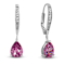 Pink CZ Teardrop Drop Earrings In Sterling Silver