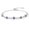 Oval Sapphire and White Zircon Sterling Silver Bolo Bracelet