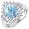 3.19ctw Blue Aquamarine and Diamond 14K White Gold Halo Ring
