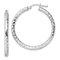 Rhodium Over Sterling Silver 3.00mm Diamond-cut Hoop Earrings