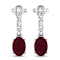 1.70ctw 14K White Gold Red Ruby and White Diamond Halo Earrings