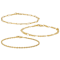 Rope, Paperclip And Figaro Link Bracelet Set In 18K Gold Over Bronze