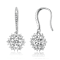 CZ Snowflake Cluster Drop Earrings In White Rhodium Over Brass