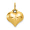 14k Yellow Gold 3D Polished and Diamond-Cut Puffed Heart pendant