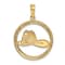 14k Yellow Gold Textured Fireman Helmet in Disk pendant