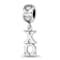 Rhodium Over Sterling Silver LogoArt Chi Omega Vertical Letters Heart Bead