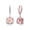 Morganite Color CZ Halo Drop Earrings In 18K Rose Gold Over Sterling Silver