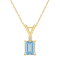 7x5mm Emerald Cut Aquamarine with Diamond Accent 14k Yellow Gold Pendant
With Chain