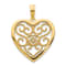 14k Yellow Gold Textured Fancy Heart Pendant