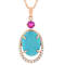 Turquoise, Lab Pink Sapphire And White Topaz Pendant Necklace In 18K
Rose Gold Over Sterling Silver
