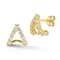Rachel Zoe CZ Pave J-Hoop Stud Earrings in 14K Gold Over Sterling Silver