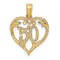 14k Yellow Gold Textured 50 in Heart Cut-out Pendant