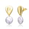 Coin Shape Freshwater Pearl Double Drop Earrings In 14K Gold Over
Sterling Silver