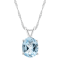 10x8mm Oval Sky Blue Topaz Rhodium Over Sterling Silver Pendant With Chain