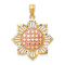 14k Two-tone Gold Diamond-Cut and Textured Sunflower Pendant
