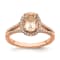 14K Rose Gold Morganite Diamond Halo Engagement Ring 1.25ctw