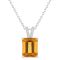10x8mm Emerald Cut Citrine With Diamond Accents Rhodium Over Sterling
Silver Pendant with Chain