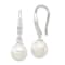 Rhodium Over Sterling Silver 7-8mm Shell Pearl and CZ Dangle Earrings